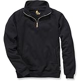 Carhartt Men's Midweight Sweatshirt Quarter Zip Mock Neck Relaxed Fit,Black,Large