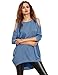 Verdusa Women's Cold Shoulder Long Sleeve T-Shirt Tops High Low Casual Loose Dress Blue M