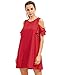 Milumia Women's Summer Cold Shoulder Ruffle Sleeves Shift Dress Red M