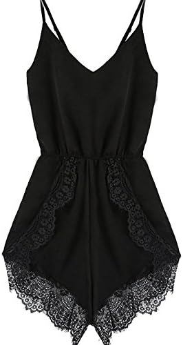 Obazidou Women's Lace Chiffon Sleeveless Jumpsuit Rompers