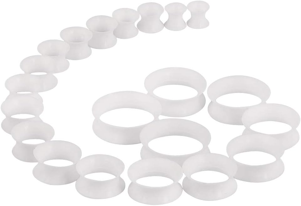 20 PCS Piercing Tunnel Set Soft/Hard Silicone Flesh Tunnel Plug 2g-25mm Flexible Ear Stretching Gauge Expander