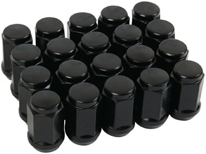 (20) UberTechnic Black Bulge Lug Nuts - Metric 12x1.5 Threads - Conical Cone Taper Acorn Seat Closed End - 1.4" Length - Installs with 19mm or 3/4" Hex Socket