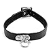 JOVIVI Black Genuine Leather Punk Gothic Emo O-ring Choker Collar Necklace Adjustable Buckle