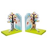 Fantasy Fields - Enchanted Woodland Thematic Set of 2 Wooden Bookends for Kids |  Imagination Inspiring  Hand Crafted & Hand Painted Details | Non-Toxic, Lead Free Water-based Paint