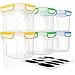 6 AirTight Food Storage Containers for Flour, Sugar, Rice - 53 ounces/1,56 liters - Kitchen Pantry Plastic Containers - Air Tight Canisters Set With Locking Lids - 8 Labels and Marker by MoyaMriya primary