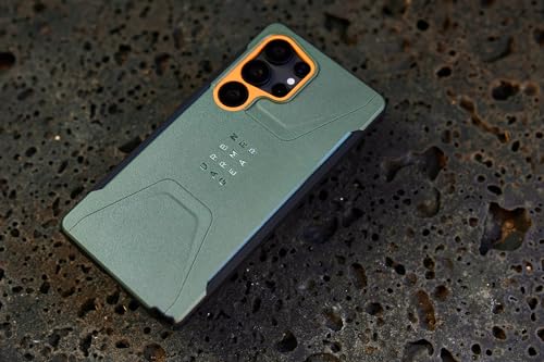 Urban Armor Gear UAG - Funda diseñado para Samsung Galaxy S25 Ultra Civilian - Compatible con Carga magnética, Color Verde Oliva/Naranja