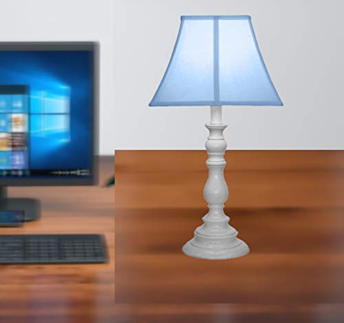 Creative Motion White Base Resin Table Lamp, Light Blue