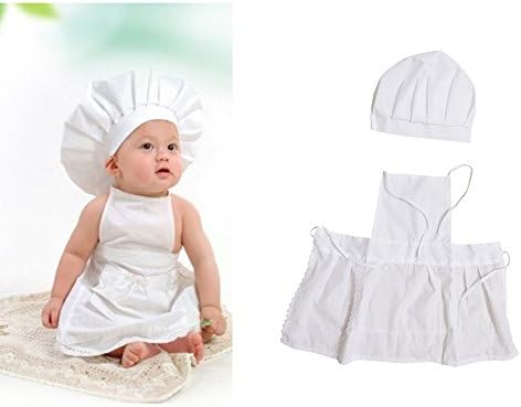 Cute Baby White Cook Costume Photo Photography Prop Newborn Infant Hat Apron Chef Clothes DIY Funning Booth Props for Kids