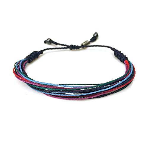 Surfer String Bracelet with Hematite Stones in Navy, Red, Purple, Light Blue and Emerald Green for 6-7" Wrist by RUMI SUMAQ