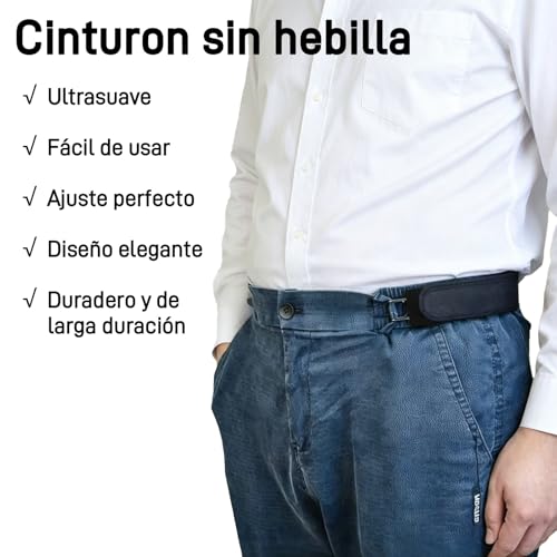 Tuzkevla 2 Piezas Cinturón sin Hebilla para Hombre y Mujer, Cinturón Elástico Hombre Ajustable con Gancho, Cintura Invisible para Trabajo Ocio Exterior