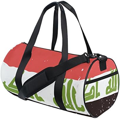 Distressed Iraq Flag Travel Duffel Shoulder Bag ，Sports Gym Fitness Bags