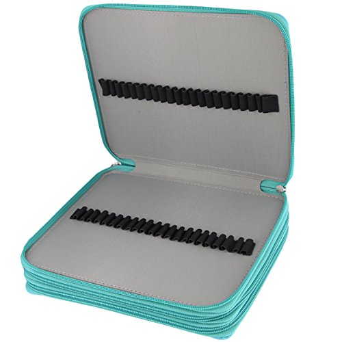 Miraclekoo 120 Slots PU Leather Pencil Holder Pencil Case Large Capacity Multi-layer Pencil Bag (Turquoise)