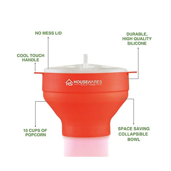 Collapsible-Silicone-Microwave-Hot-Air-Popcorn-Popper-Bowl-with-Lid-and-Handles-Red Collapsible Silicone Microwave Hot Air Popcorn Popper Bowl With Lid and Handles (Red)