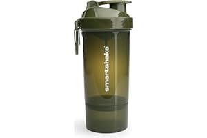 Smartshake O2GO ONE Plastic Protein Shaker Bottle 800 ml | 27 oz - Leakproof Screw-on Lid - BPA Free – Unisex - Army Green