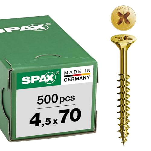 Spax 0291020350305 - Vite universale, testa svasata, taglio a croce, T-STAR plus, 4CUT, filettatura parziale, zincato passivato giallo A2L, 0/1034/021/4,5/70/ /01