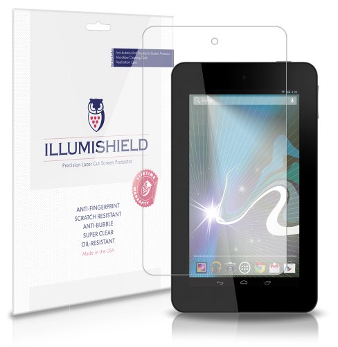 iLLumiShield - HP Slate 7 Crystal Clear Screen Protectors with Anti-Bubble/Anti-Fingerprint - 3-Pack + Lifetime Replacements