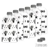 Reusable Food Pouches - Baby Food Storage Containers - Set of 6 - Squeeze Pouch for Kids Toddlers - Cactus, Stars, Superhero