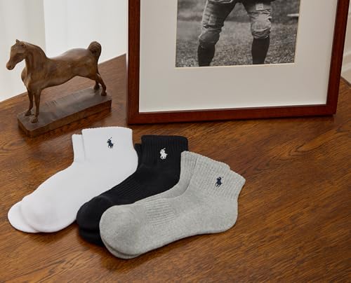 POLO RALPH LAUREN Men's Classic Sport Solid Ankle Socks-6 Pair Pack-Athletic Cushioned Cotton