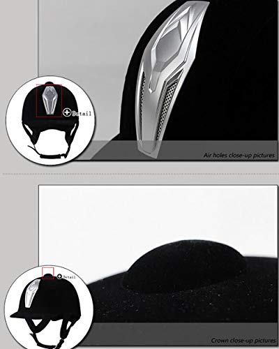 Unbekannt Comfortable Velvet Equestrian Helmet Professional Horse Riding Hat Horse Riding Helmet Breathable,56 - Thumbnail 5