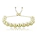 Hoops & Loops Flash Plated Gold Sterling Silver Bead Pull String Adjustable Bracelet