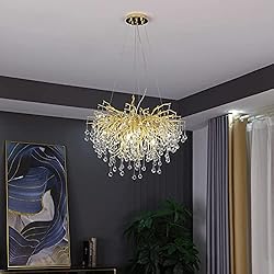 Modern Crystal Chandelier, Frosted Finish Tree