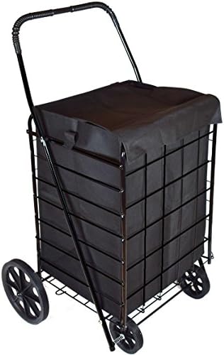 MOD Complete MDC77038 Portable Flat Folding Shopping Cart with Liner, Black