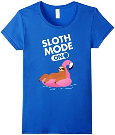 Womens Sloth Mode On Funny Lazy T-Shirt Medium Royal Blue