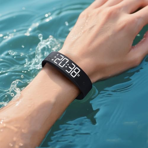 Alarm Clock Watch, Wake-Up Alarm, Silent Vibration Wake Up Wristband, Wearable Silent Alarm Clock with Adjustable Strap for Men and Women, 1Pcs Black