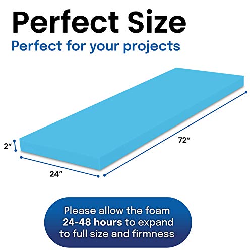 REVA Premium Blue Upholstery Gel Foam 2" x 24" x 72" Cushion Perfect