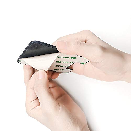 Cell Phone Wallet, HUO ZAO Silicone Credit Card Id Holder with Adhesive Stick-on fits Apple iPhone iPad Samsung Galaxy Android Smartphones, Table, Refrigerator, Door - 10 Pack (Black Colors - 5P)