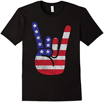 Mens Vintage American Flag Big Rock Sign America Novelty Shirt Medium Black