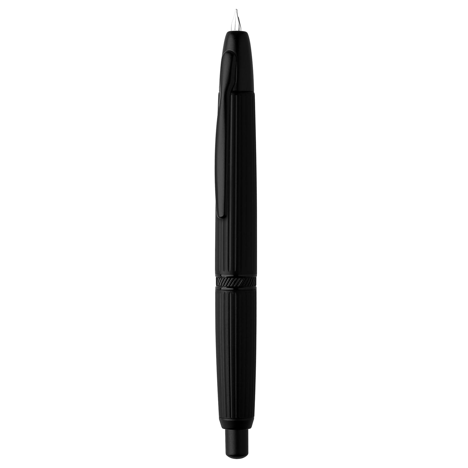 erofa Majohn A1 Retractable Fountain Pen Extra Fine Nib with Box, Black Stripe Press Ink Pen with Converter for Writing (With Clip Version)