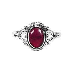 Garnet Stone Ring, 925 Sterling Silver Ring