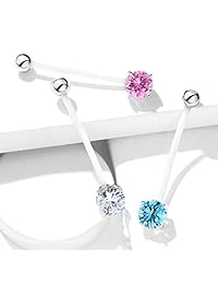 Pierced Owl - Piercing para ombligo de doble punta, redondo, circonita cúbica, para embarazo, maternidad, Bioflex