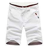 Pishon Men's Bermuda Shorts Regular Drawstring Chino Pants Casual Summer Shorts