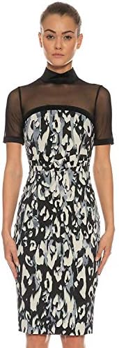 Leopard Print Mesh Signature Satin Pencil Party Dress 6 to 14