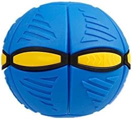 Novelty Flying UFO Flat Throw Disc Ball Toy 6 LED Lights Dazzling Performances Fancy Soft Kids Outdoor Toy (blue)