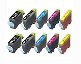 10-Pack Set Non-OEM Ink w/ CHIP for PGI-5BK CLI-8 Canon Pixma MP500 MP530 MP600 MP800 iP4200 iP4300 iP4500 iP5200 iP5200