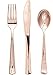 Metallic Plastic Assorted Cutlery, Rose Gold 48 count Heavyweight Plastic Forks Knives Spoons