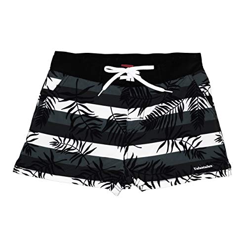 Yaluntalun Women Board Shorts Swimwear Trunks Sports Quick Dry Swim Bottom with Inner Liner Black Grey