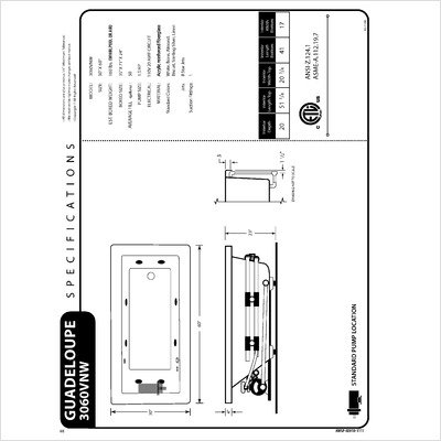 Guadeloupe 30 x 60 x 23" Rectangular Whirlpool Jetted Bathtub Color/Trim: White / Brushed Nickel, Options: Front Skirt Enclosure - Thumbnail 3