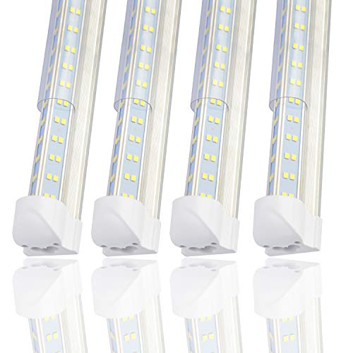 8FT LED Shop Light Fixture for Garage,120W 12500Lumens 6000K Cool White,High Output Tube Light,Double Sided V Shape T8 Integrated 8 Foot Led Bulbs for Cooler,Garage,Warehouse,Clear Cover,(8-Pack)