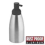 mDesign Rustproof Aluminum Soap Dispenser Pump, for Kitchen or Bathroom Vanities - Large, Brushed/Matte Charcoal