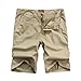 MorryOddy Men's Cotton Flat-front Short Khaki 33