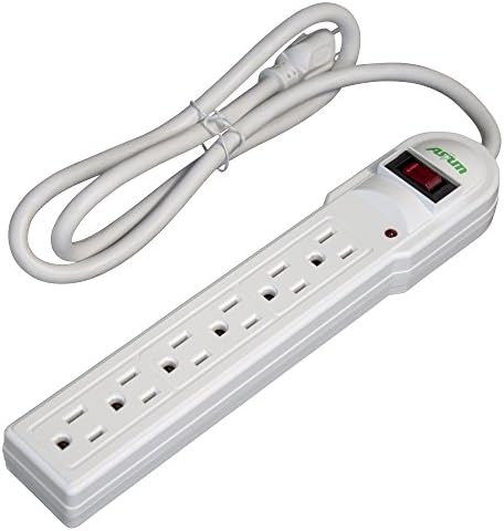 Asium Power Strip Surge Protector 6 Outlet White with Led Indicator 125 V/15a/1875w