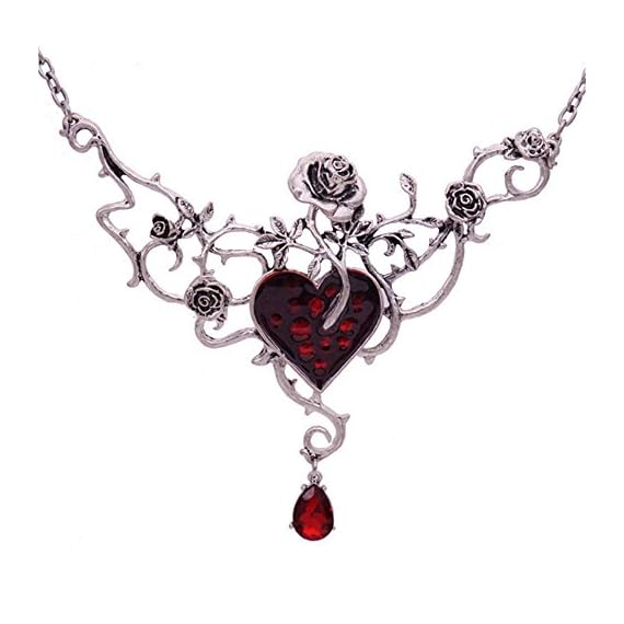 Halloween-Fashion-Blood-Heart-Rose-Skull-Collar-Necklace-Punk-Gothic-Jewelry-Women-Necklace-RED-HEART