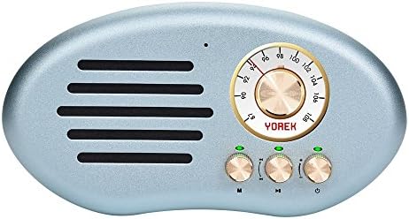 Yorek Retro HIFI Stereo Bluetooth V4.2 Speaker, Dual-Driver Portable Wireless Speaker with FM radio, Built in MIC and Aux input Support iPhone, iPad, Samsung, Tablet etc (blue)
