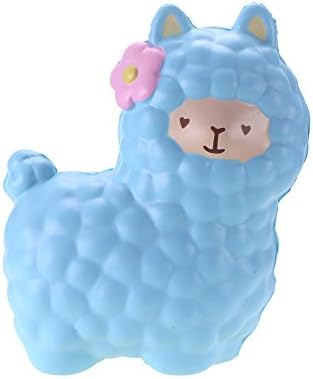 Jumbo Alpaca Squishy Toys Squishies Slow Rising Squeeze Toys Stress Relief Scented Alpaca 6.5''(Blue )