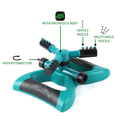 Leafgreen Lawn Sprinkler, 360 Rotating Adjustable Garden Sprinkler with 3600 SQ FT Coverage Premium Quality Lawn Irrigation System