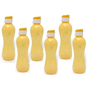 Jaypee Plus Minerva Plastic Water Bottle Set, 1 Litre, 6-Pieces, Yellow